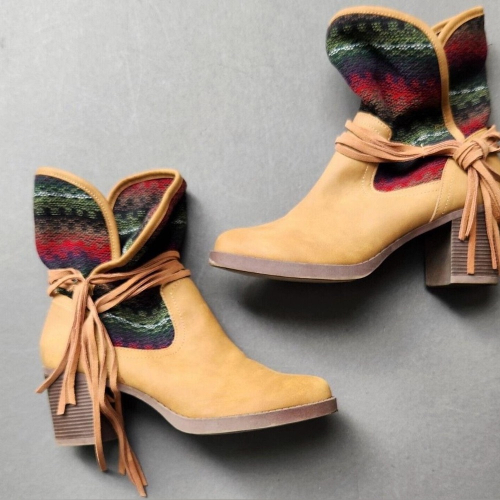 Sugar Tan and Multicolor Ankle Boots - Picture 6 of 6